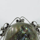 Vintage Abalone Sterling Silver Pendant Brooch Taxco Mexico E. Ortiz 2" H x 1 5/