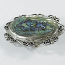 Vintage Abalone Sterling Silver Pendant Brooch Taxco Mexico E. Ortiz 2" H x 1 5/