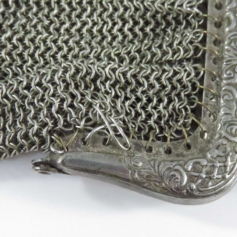 Antique Chain Coin Purse Full Mesh c1900 4 1/4" High Hand Made with Chain Strap