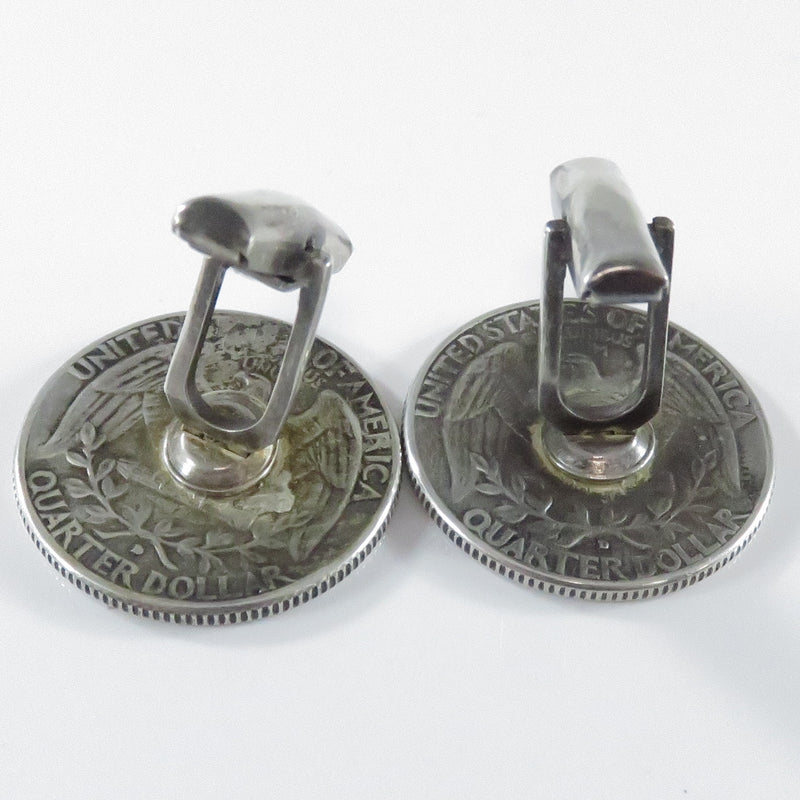 Vintage Sterling & Coin Silver Washington Quarter Cufflink Set for Repair or Repurpose