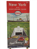 1961 Esso NY State New York Map with Sight-Seeing Guide Humble Oil Map Art — front view