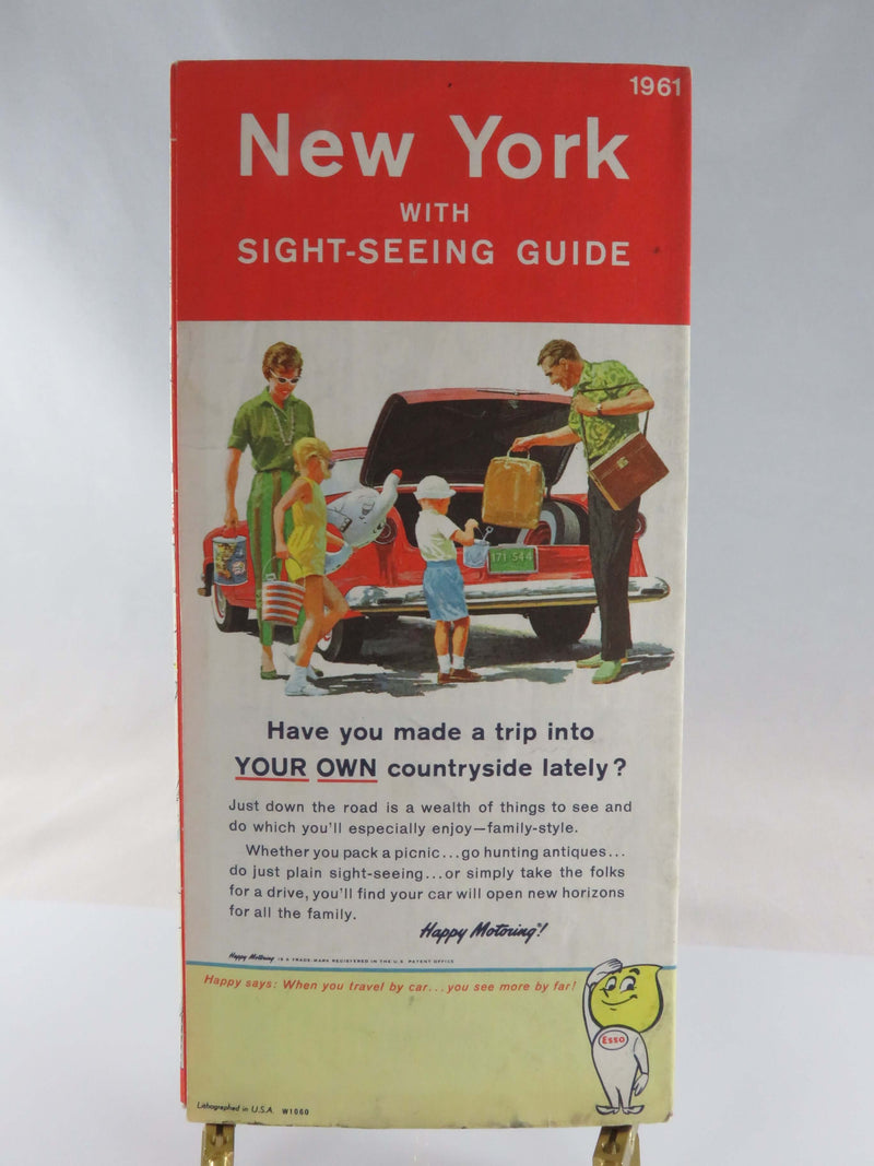 1961 Esso NY State New York Map with Sight-Seeing Guide Humble Oil Map Art