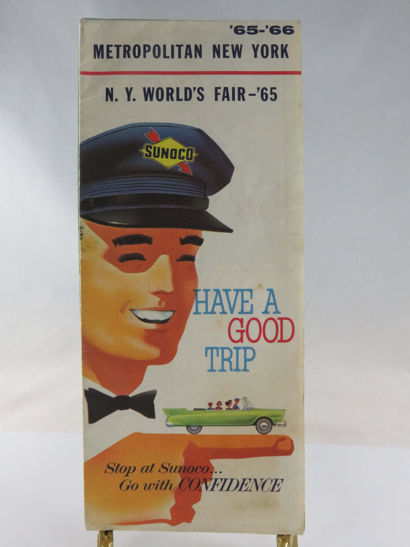1965-66 Sunoco N.Y. Worlds Fair Metro New York State Original Map Art