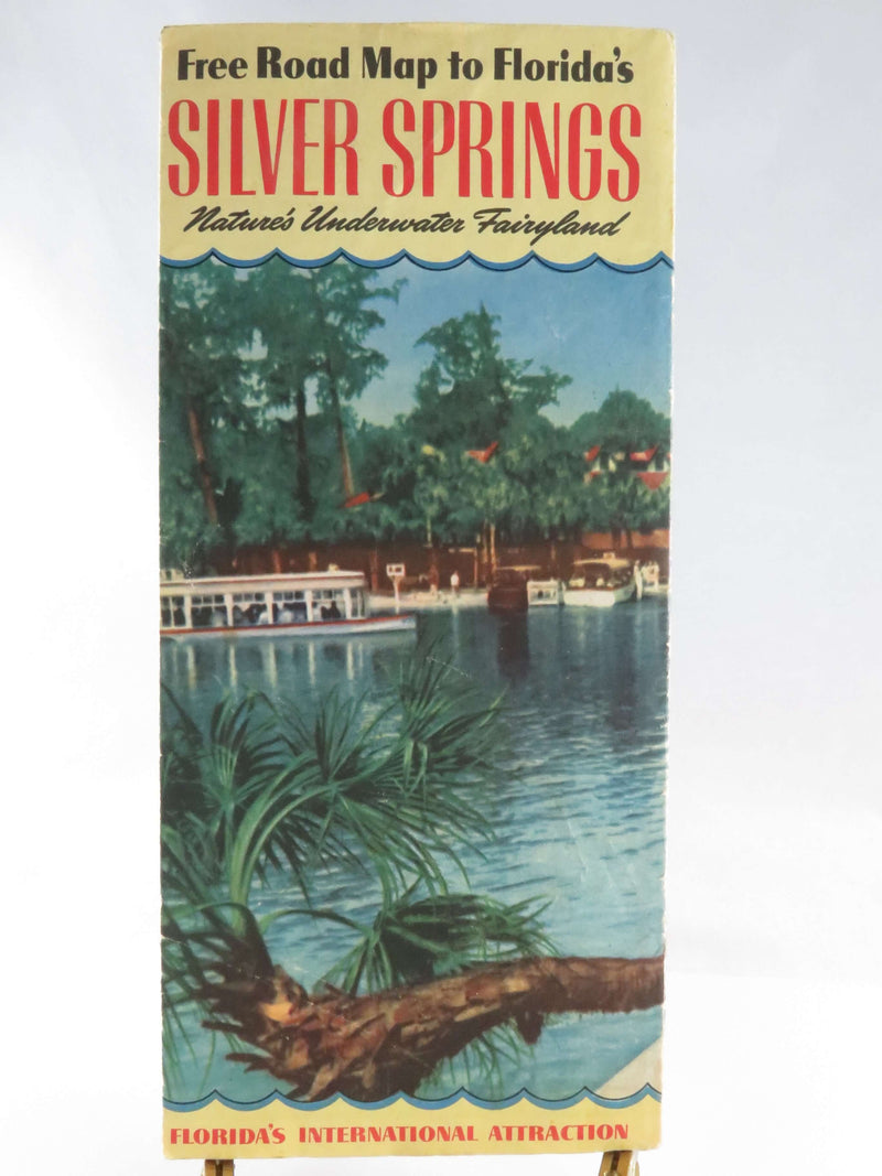 1952 Silver Springs Nature's Underwater Fairyland Map to Florida Original Map Ar