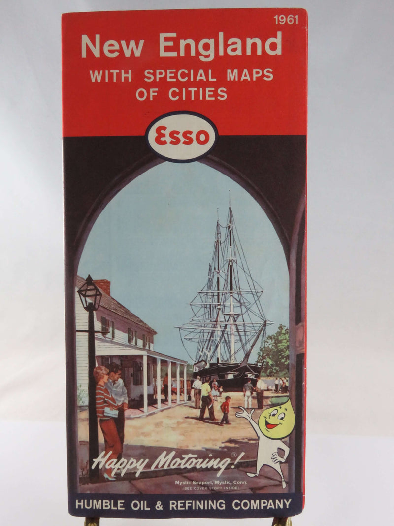 1961 Esso New England with Special Maps of Cities Humble Oil & Refining Map Art