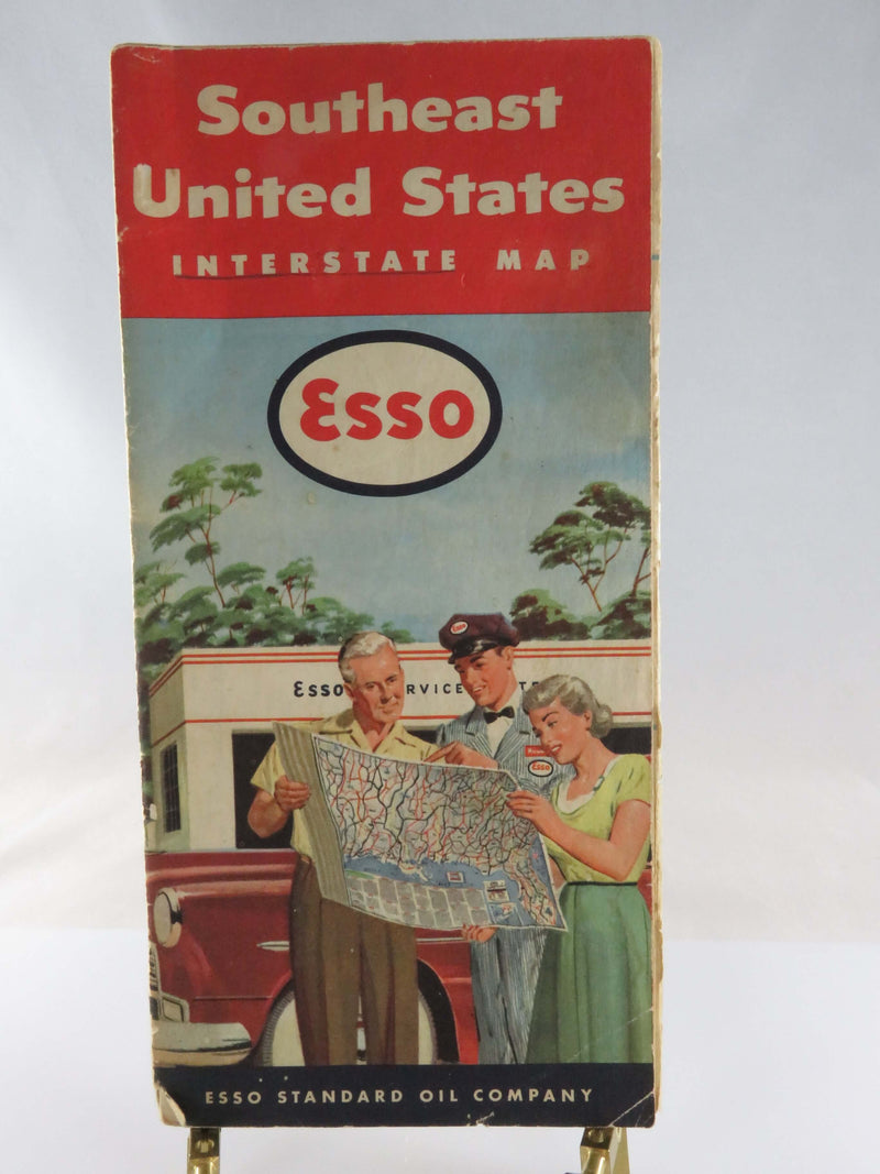 1953 Esso Southeast United States Interstate Maps Humble Oil & Refining Map Art