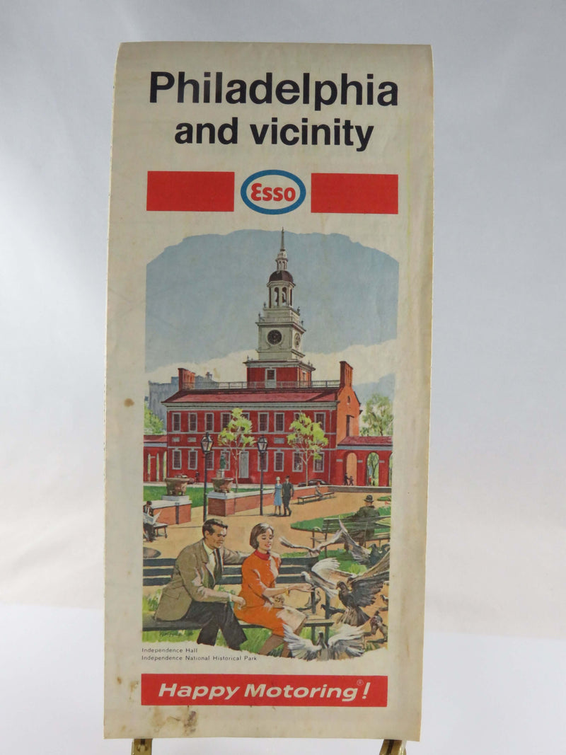 1970 Esso Philadelphia and Vicinity Map Humble Oil Map Art