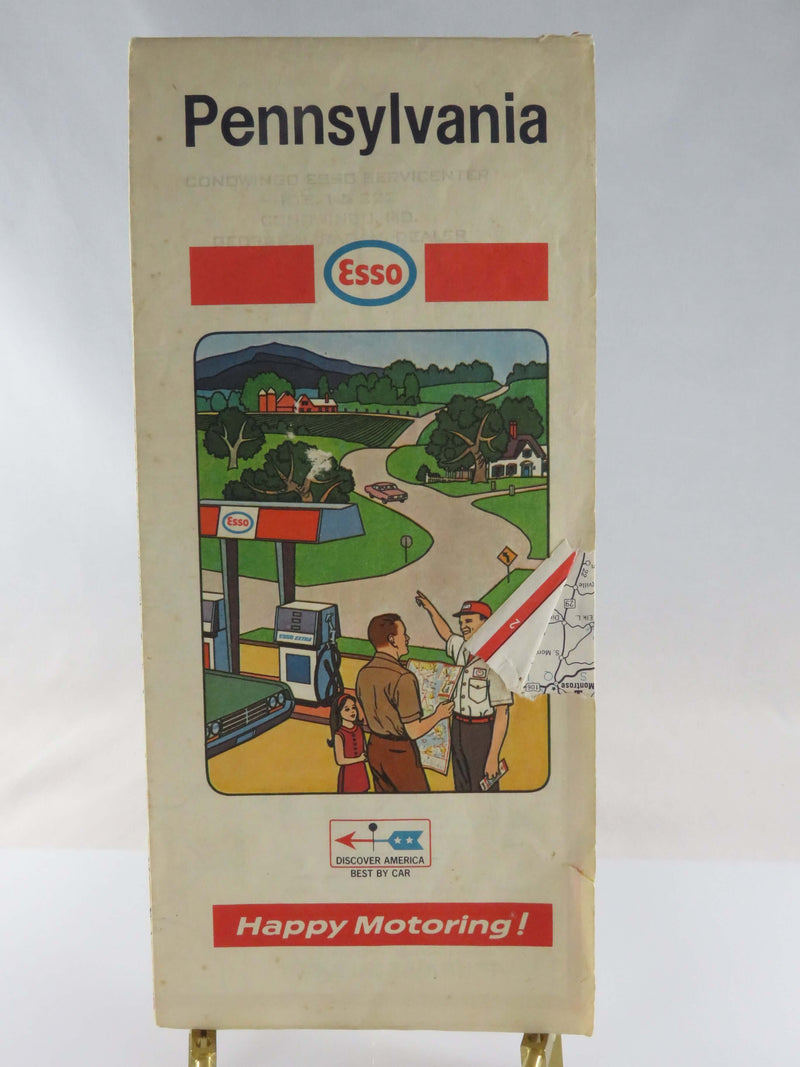1969 Esso Pennsylvania Road Map Humble Oil & Refining Co Map Art