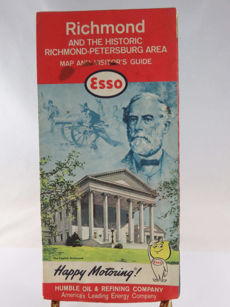 1964 Esso Richmond VA and the Historic Richmond Petersburg Area Road Map Art
