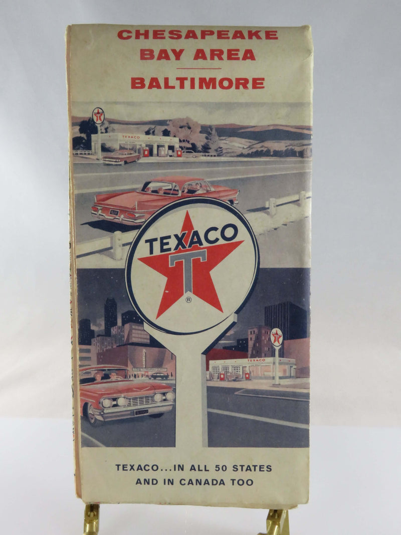 1961 Texaco Map of Chesapeake Bay Area Baltimore Street Map Rand McNally & Co Map Art