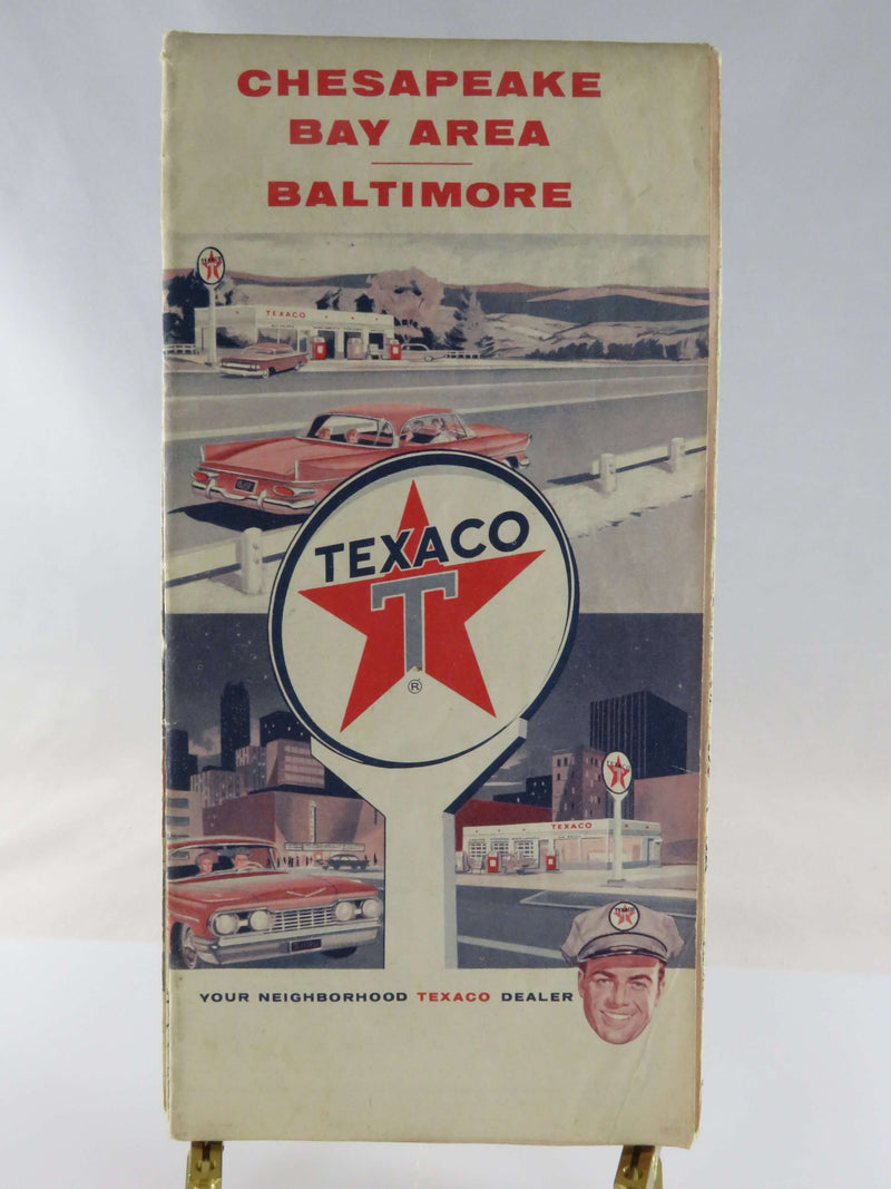1961 Texaco Map of Chesapeake Bay Area Baltimore Street Map Rand McNally & Co Map Art