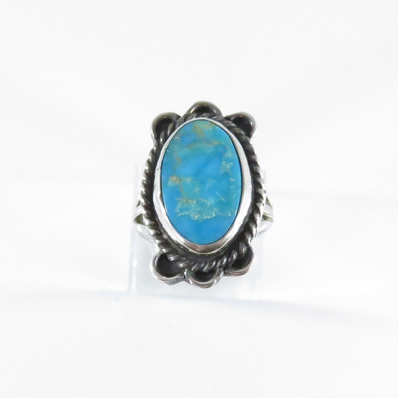 Polished Rich Blue turquoise Native American Sterling Women's Ring Size 4.75