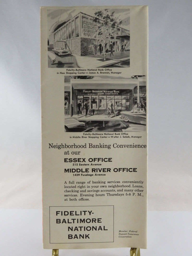 Circa 1960 Advertising Map of Essex - Middle River Chamber of Commerce Map Art