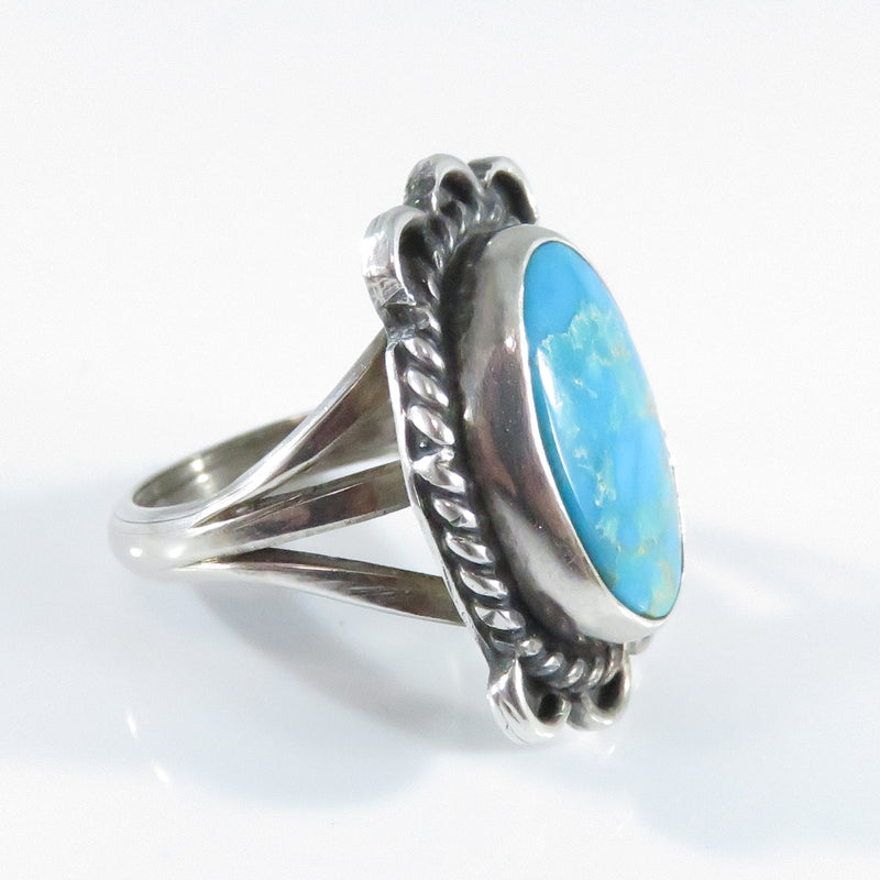 Polished Rich Blue turquoise Native American Sterling Women's Ring Size 4.75