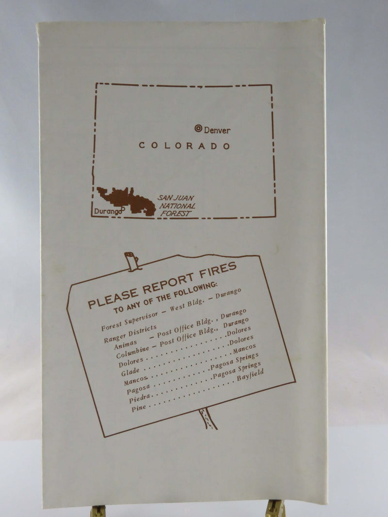 1961 San Juan National Forest Colorado New Mexico Forest Service Map Art