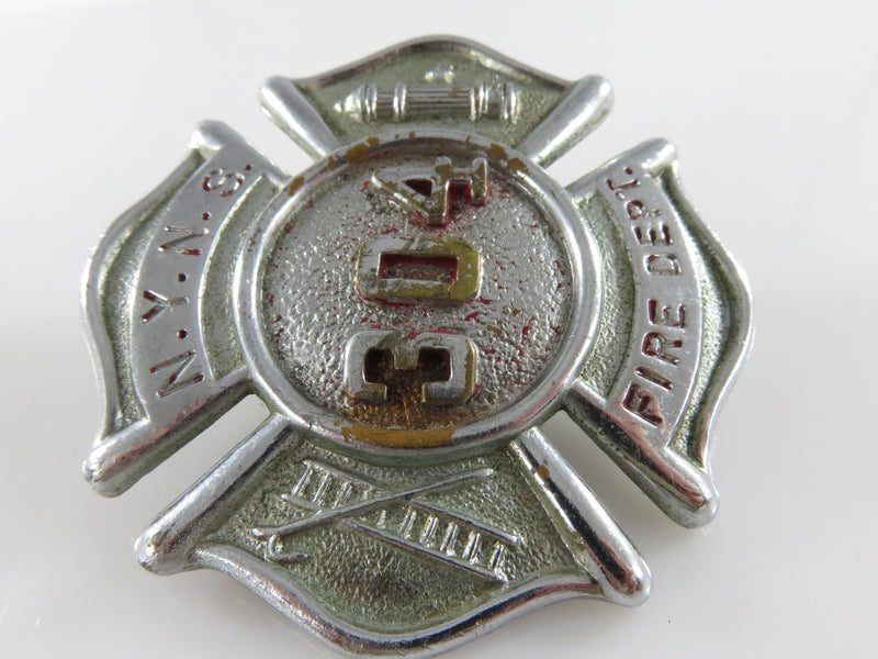 Vintage Retired N.y.n.s. Fire Dept Badge 304 Ny Firefighter Naval Shipyard Hat Badge