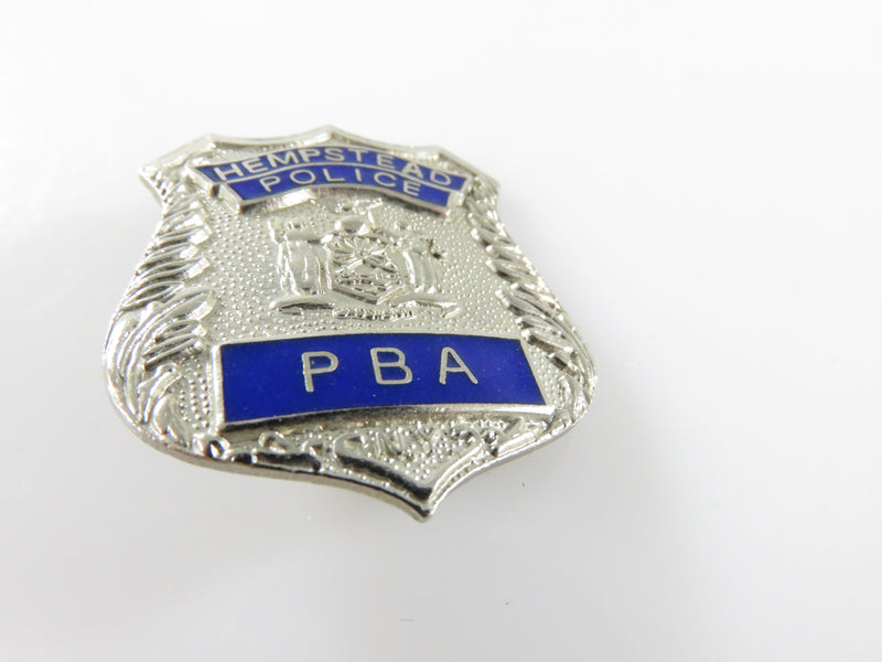 Vintage Retired Hempstead Police Benevolent Association (PBA) Mini Shield Enamel Silver