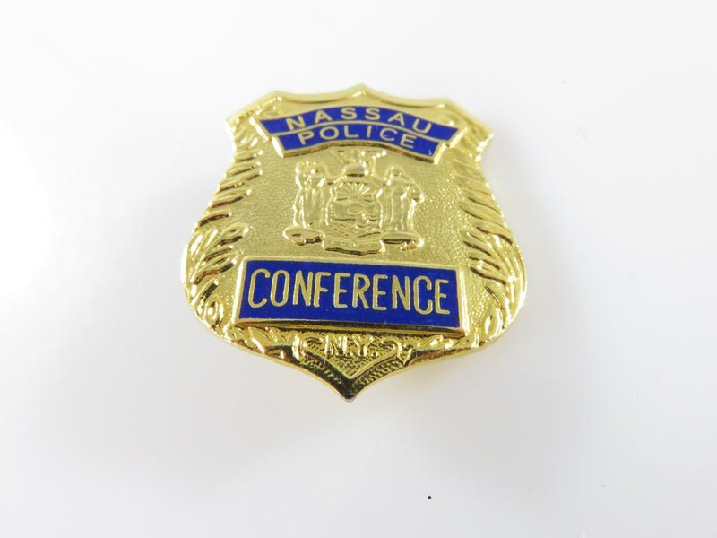 Vintage Retired Nassau Police Conference Mini Shield Enamel Gold Gilt