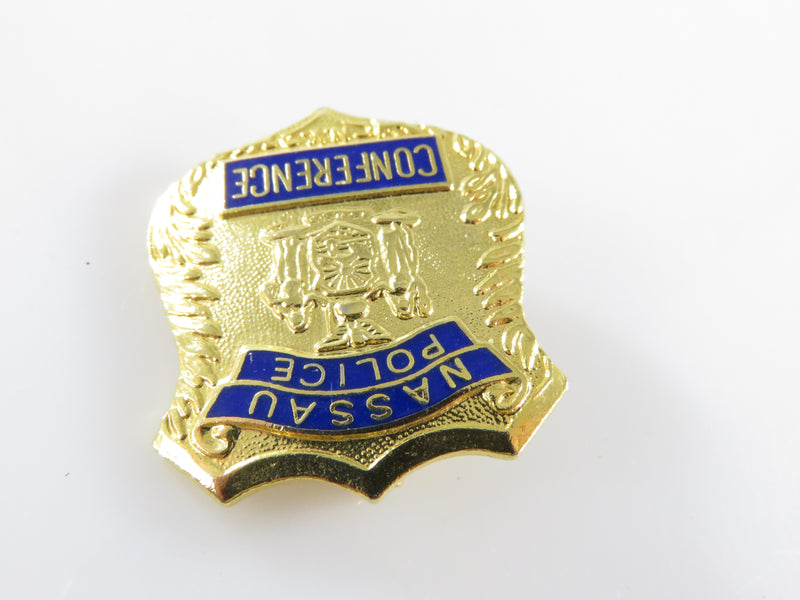 Vintage Retired Nassau Police Conference Mini Shield Enamel Gold Gilt