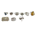 Mixed Lot of Costume Jewelry Rings and Pieces For Wear, Repair or Repurpose — Silver, Enamel • Diamond, Garnet — front view