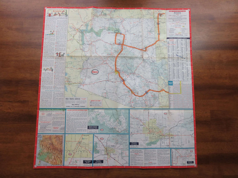 1962 Enco Highway Map of New Mexico Arizona G. D. Co. Inc Map Art