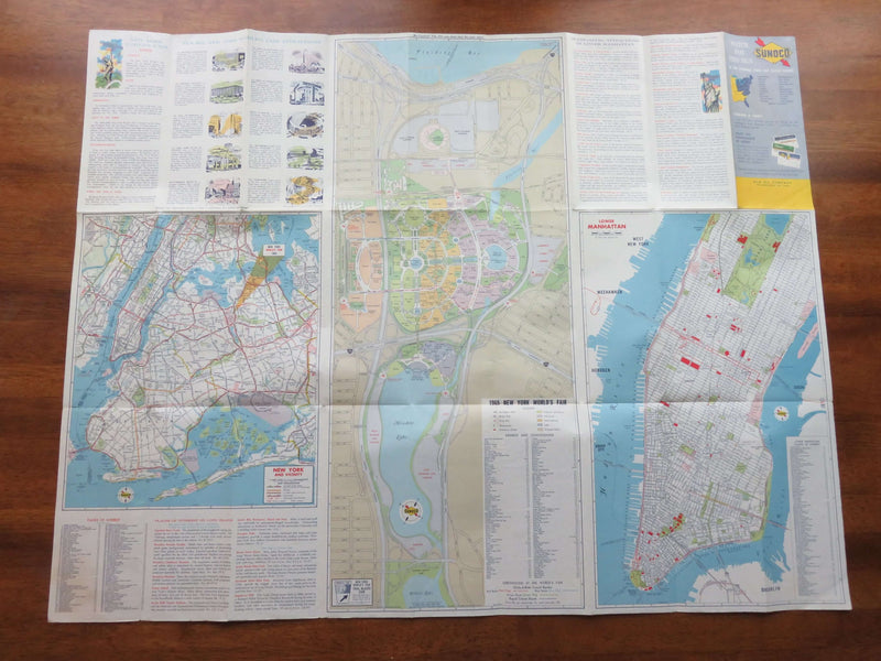 1965-66 Sunoco N.Y. Worlds Fair Metro New York State Original Map Art