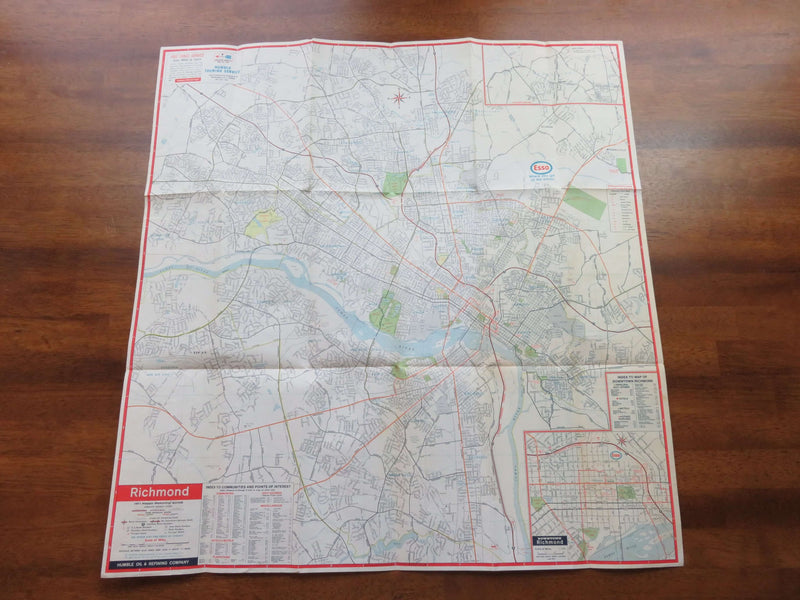 1971 Esso Richmond Virginia Map General Drafting Co Humble Oil Map Art