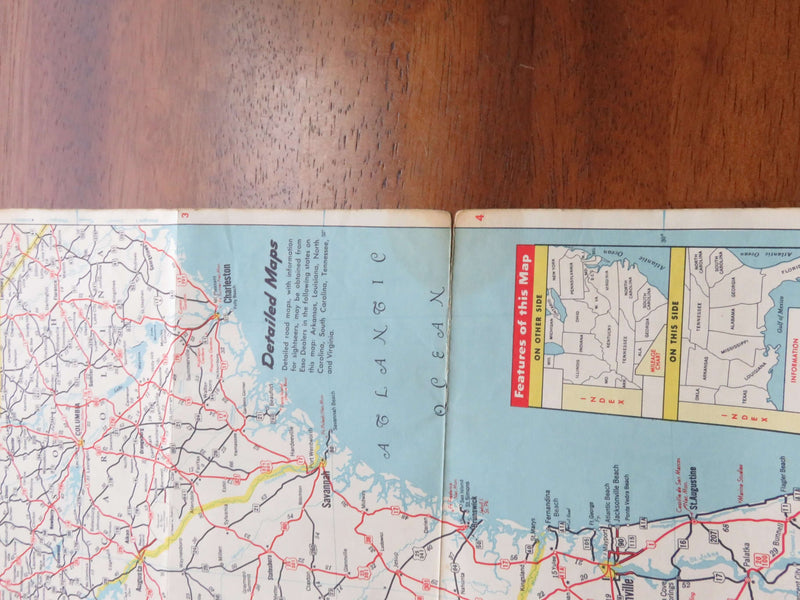 1953 Esso Southeast United States Interstate Maps Humble Oil & Refining Map Art