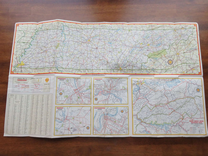 1962 Shell Map of Kentucky Tennessee The HM Gousha Company Map Art