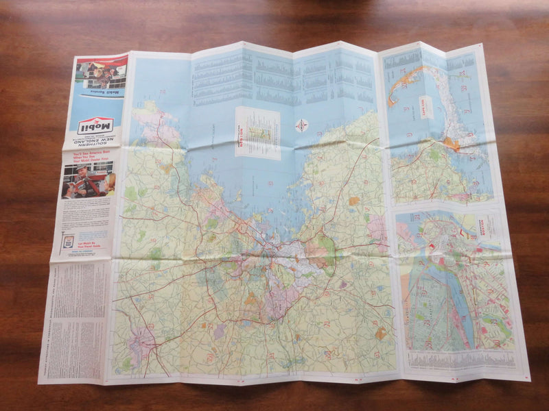 1965 Mobil Oil Connecticut, Massachusetts, Rhode Island, Rand McNally & Co Map Art