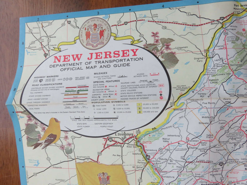 1969 Official Map of New Jersey Dept of Transportation Map HM Gousha Co Map Art