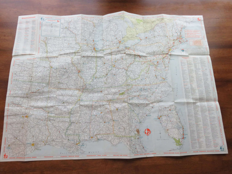 1950's Howard Johnson's Central and Eastern United States Road Map Rand McNally Co Wall Art