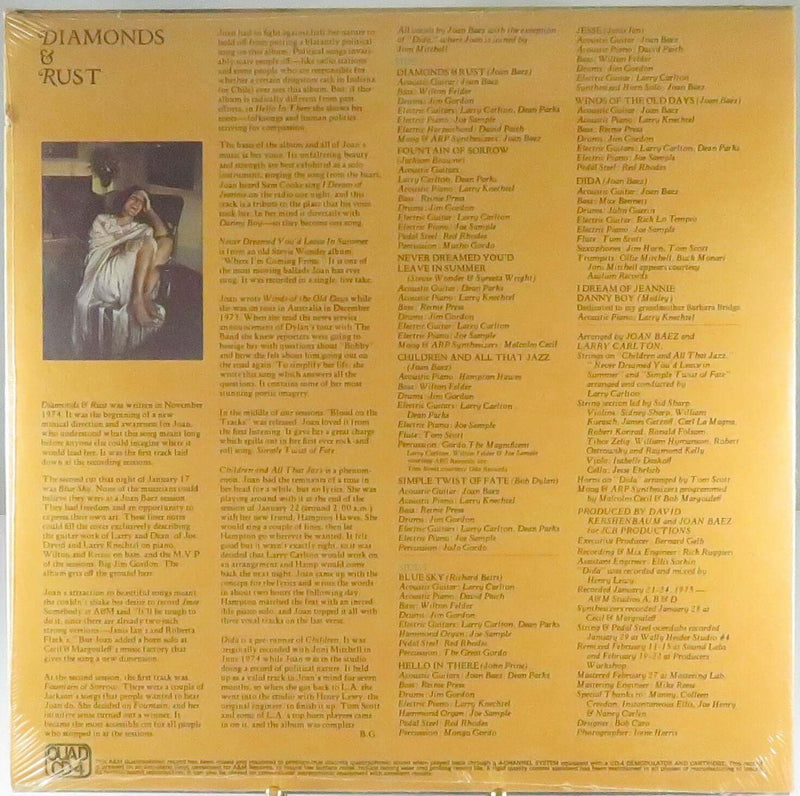 Joan Baez Diamond & Rust 1975 New old Stock Quad CD-4 A&M Records QU 54527 Vinyl Lp