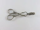Antique 800 Silver 4" Serving Tongs Pastry Tongs Cast Silver Floral Pattern product image for Just Stuff I Sell, clear front view, neutral background, original listing photo, optimized descriptive alt text, centered composition variant 2