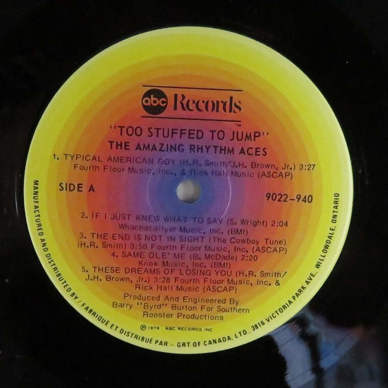 Amazing Rhythm Aces Too Stuffed to Jump 1976 ABC Records 9022-940 Canada Vinyl LP