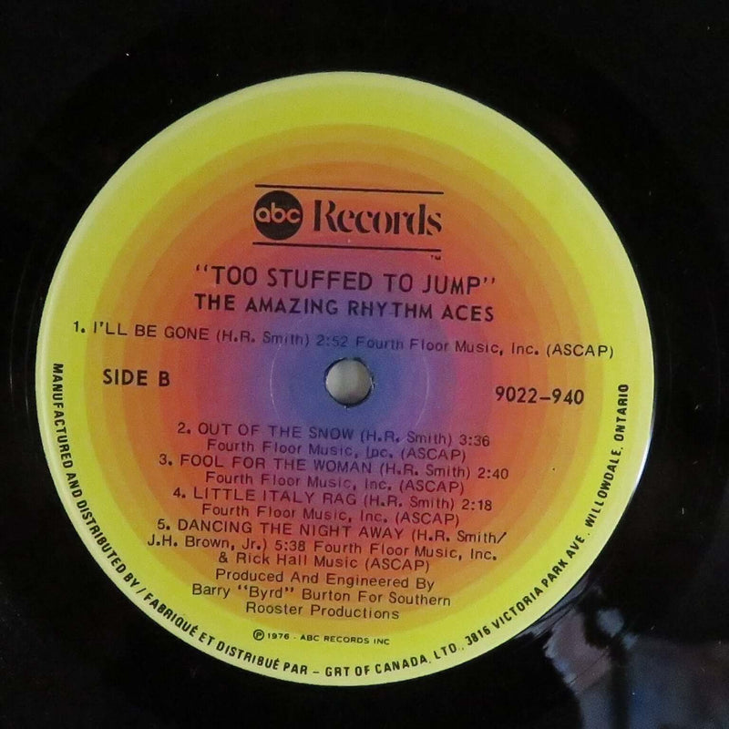 Amazing Rhythm Aces Too Stuffed to Jump 1976 ABC Records 9022-940 Canada Vinyl LP