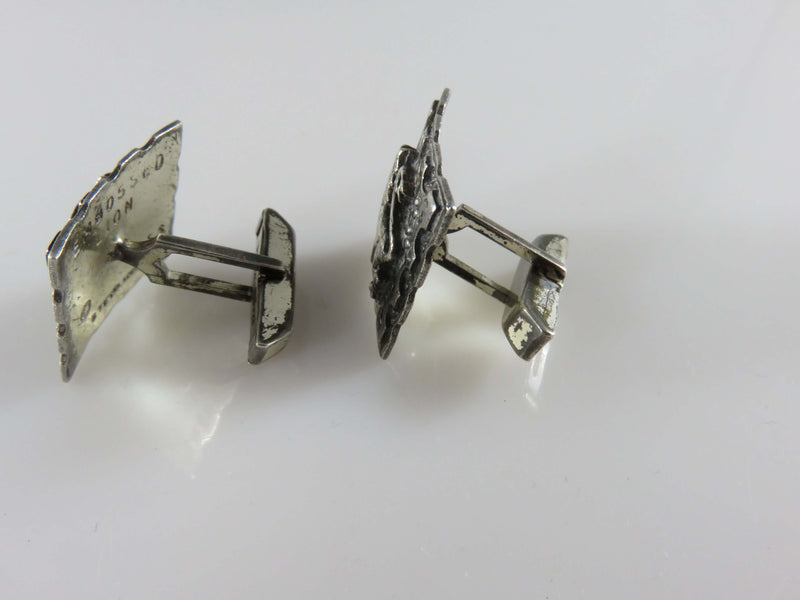 1950's F & S Fenwick and Sailors Sterling Embossed Lion Cufflinks Pat 2472958