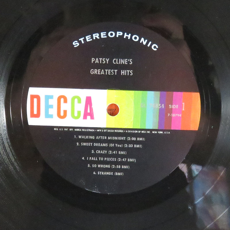 Patsy Cline's Greatest Hits Original Shrink 1967 Gloversville Decca Stereo DL 74854 Vinyl LP