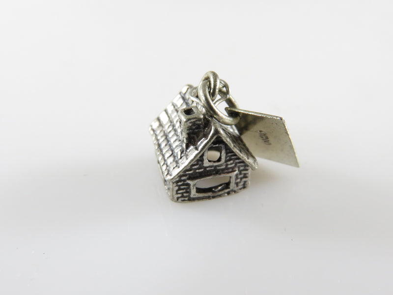 Vintage Sterling Silver 3D House Charm Navajo Bell Trading Post Charm Pendant