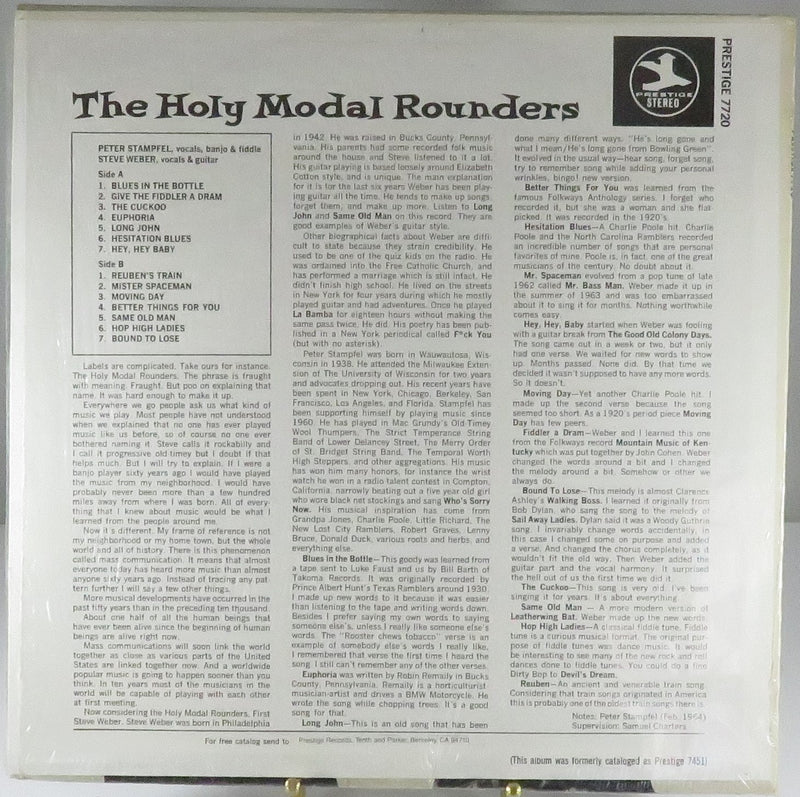 The Holy Modal Rounders Vol 1 1986 Reissue Prestige (Fantasy) Records PR 7720/P-7720 Vinyl LP