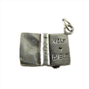 Vintage 3D Sterling Silver Holy Bible Open Bible Charm — Sterling Silver, Silver — front view