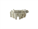 Vintage 3D Sterling Silver Travel Charm Castle Gate The Bar Gate Illegible Charm — Sterling Silver, Silver — front view