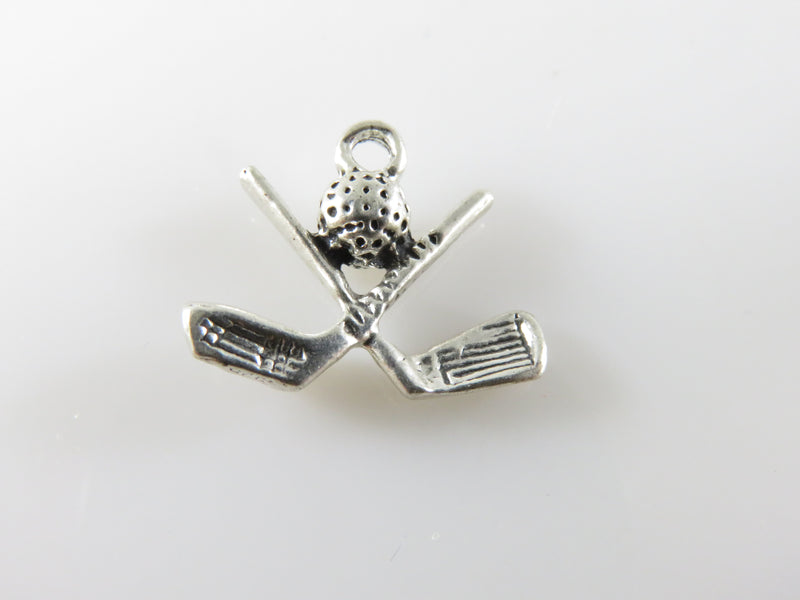 Vintage Sterling Silver Crossed Golf Clubs with Ball Charm