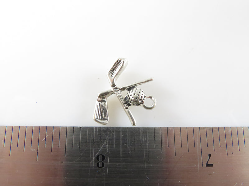 Vintage Sterling Silver Crossed Golf Clubs with Ball Charm