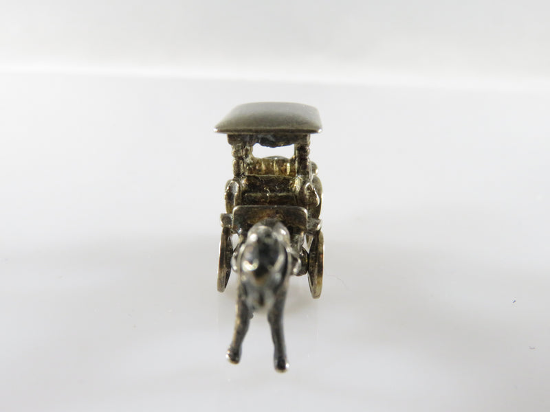Vintage Large 3D Sterling Silver Beau Horse & Carriage Charm Pendant Spinning Wh