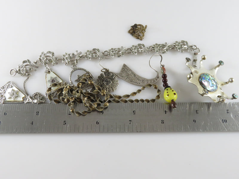 Scrap Sterling For Parts, Repair or Repurpose Earrings Pendant Necklace Gross 65g