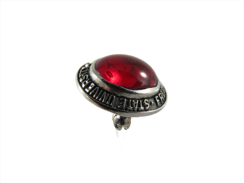 State University of New York Fredonia Sterling Silver Red Glass Sorority Style P - side view