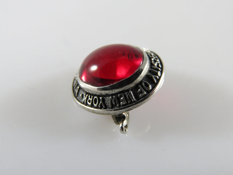 State University of New York Fredonia Sterling Silver Red Glass Sorority Style P - side view