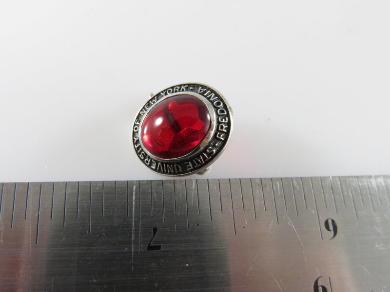 State University of New York Fredonia Sterling Silver Red Glass Sorority Style P  with measurement