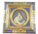 5 1/2" Gilded Hand Painted Miniature Desk Frame with Antique Victorian c1890 Picture Cutout — front view